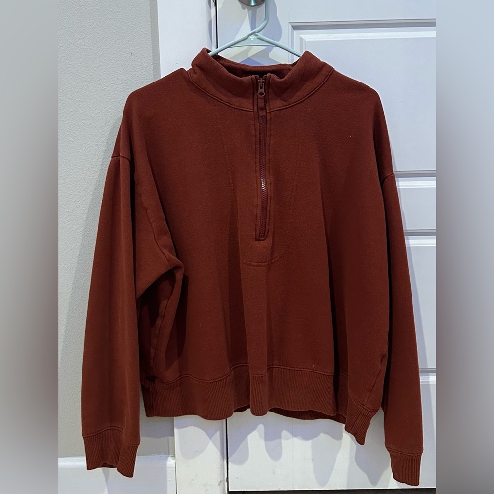 Maroon/Brown Long Sleeve High Neck Sweatshirt